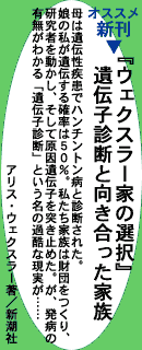 �������D����̖�
�w�E�F�N�X���[�Ƃ̑I���\��`�q�f�f�ƌ����������Ƒ��\�x
��͈�`�������Ŏ��ɓ���a�A�n���`���g���a�Ɛf�f���ꂽ�B���̎�����`����m����50���B�������Ƒ��͍��c������A�����҂𓮂����A�����Č�����`�q��˂��~�߂��B���A���a�̗L�����킩��u��`�q�f�f�v�Ƃ������̉ߍ��Ȍ������V���ɑ҂��󂯂Ă����c�c